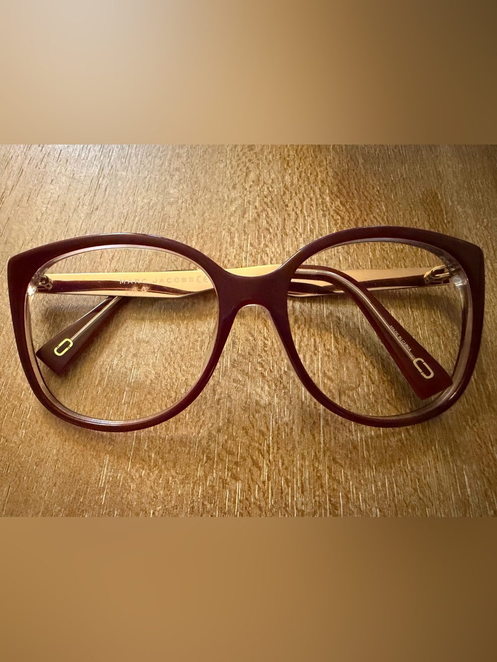 Marc Jacobs Women's Round Optical Glasses Dark Red Burgundy Cat Eye *Frame Only*